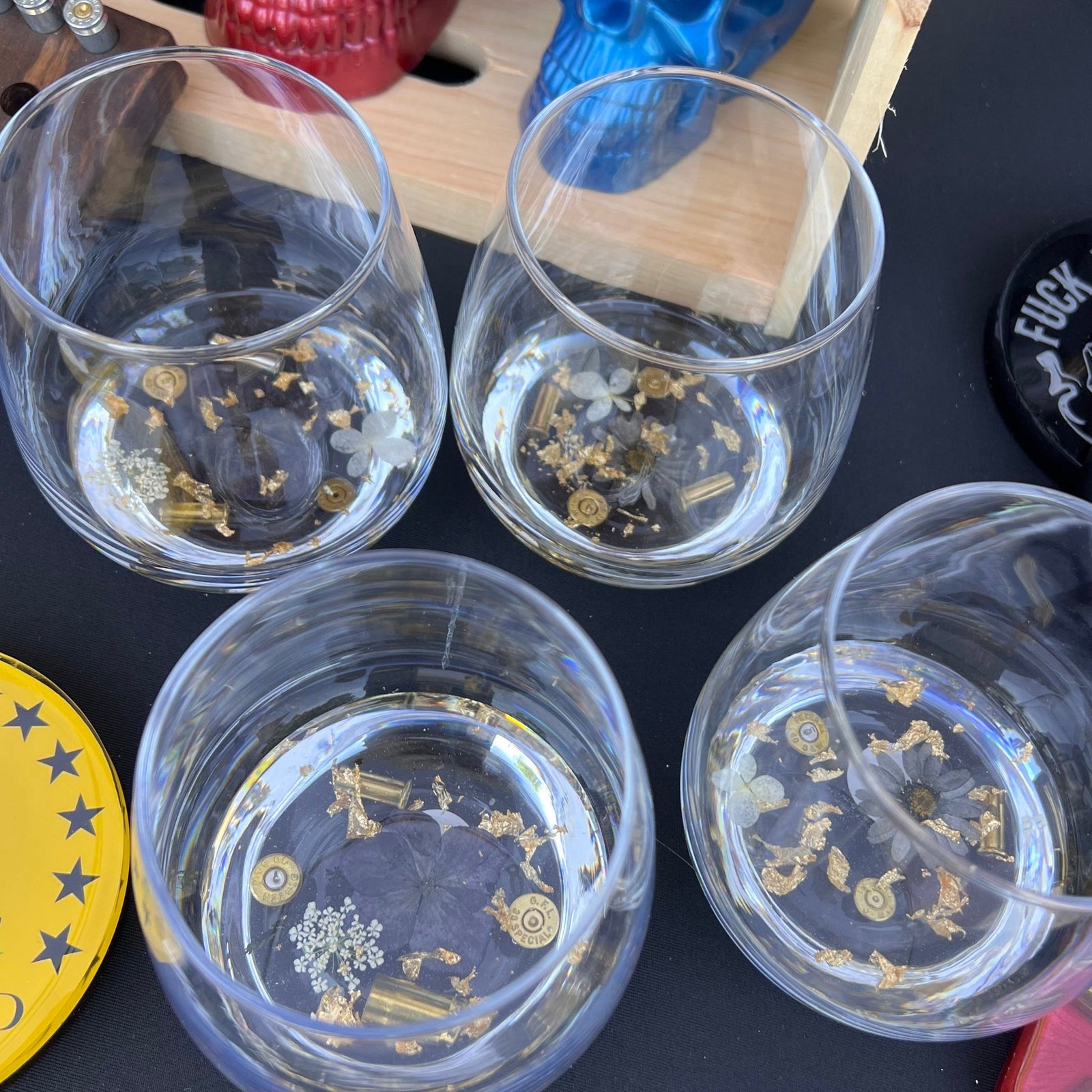 Bullets 'n Blooms Stemless Wineglass (2-Pack)