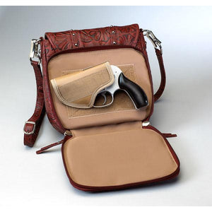 Tooled Leather Simple Bling Concealed-Carry Purse-Gun Compartment