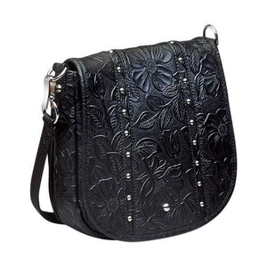 Tooled Leather Simple Bling Concealed-Carry Purse-Black