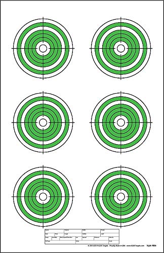 EZ2C Targets RD6: Six 4” Bullseyes Paper Shooting Target 11"x17" USA MADE