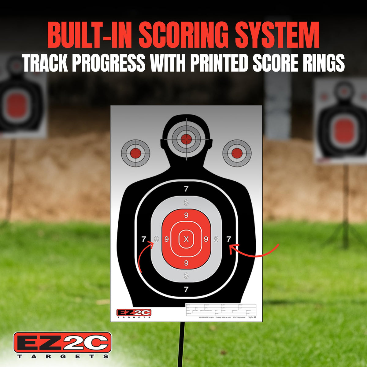 100 EZ2C 12"x18" Silhouette Shooting Target USA MADE Premium Targets for the Range, Gun Gifts (Peel-Off Pad 100)