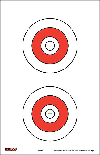 EZ2C Targets #2: Double Bullseye Paper Shooting Range Targets USA MADE 11”x17”