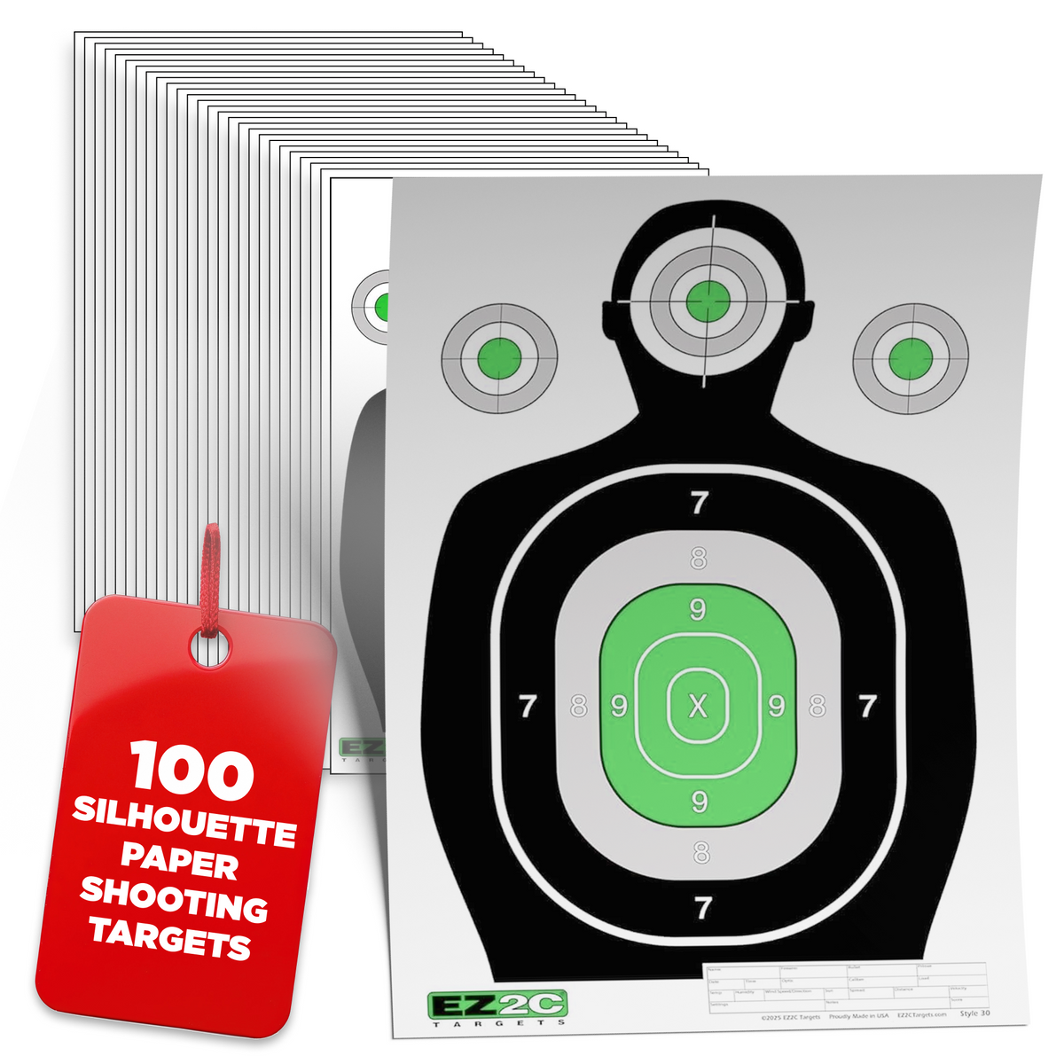 EZ2C RD11 Silhouette 12"x18"  Paper Shooting Target Made in USA