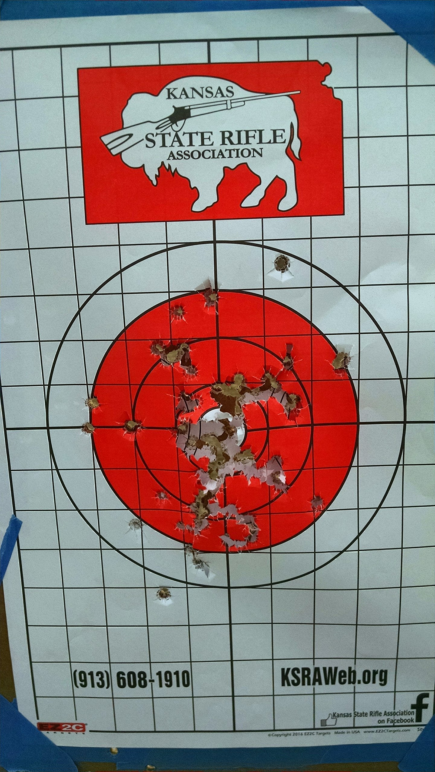 EZ2C Targets #5: Bullseye w 1" Grids for Sight-in 11"x17" USA MADE