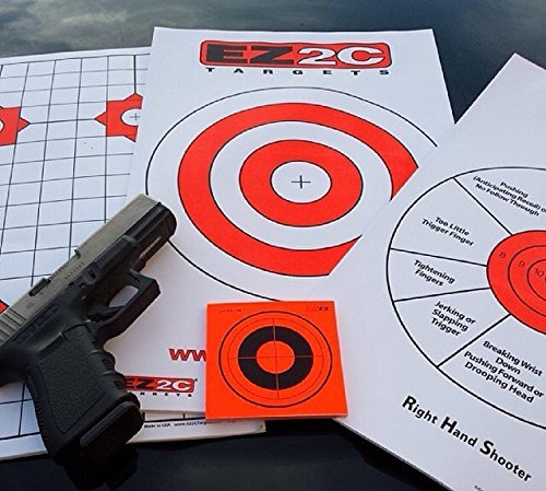 100 EZ2C Mini Shooting Targets, Bright Fluorescent Self-Adhesive 3.5" x 3.5" USA MADE (Pack of 100)