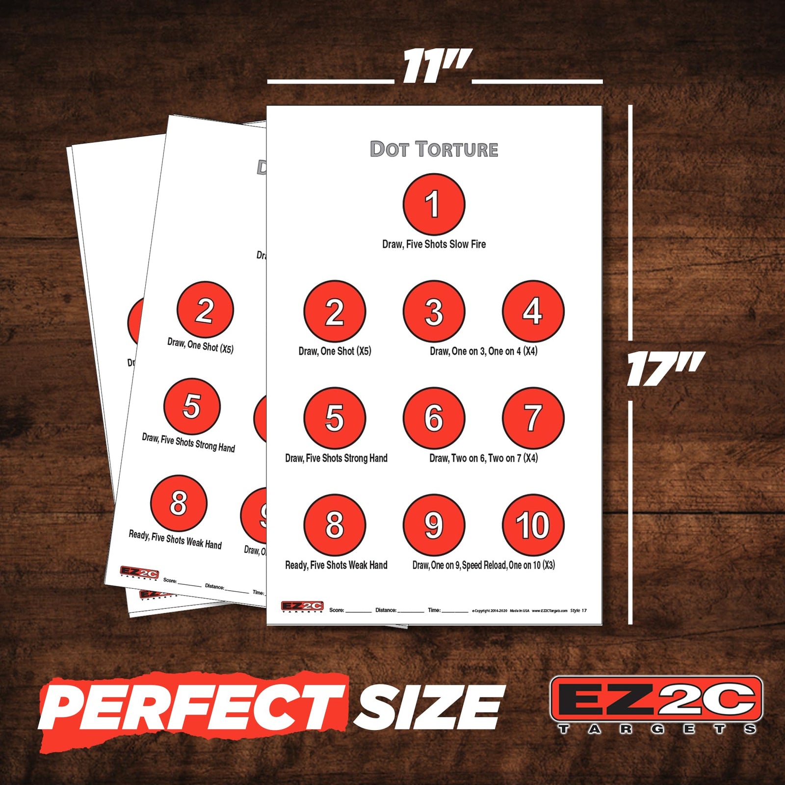 EZ2C Targets #17: Dot Torture Drill 11"x17" Paper Shooting Target USA MADE
