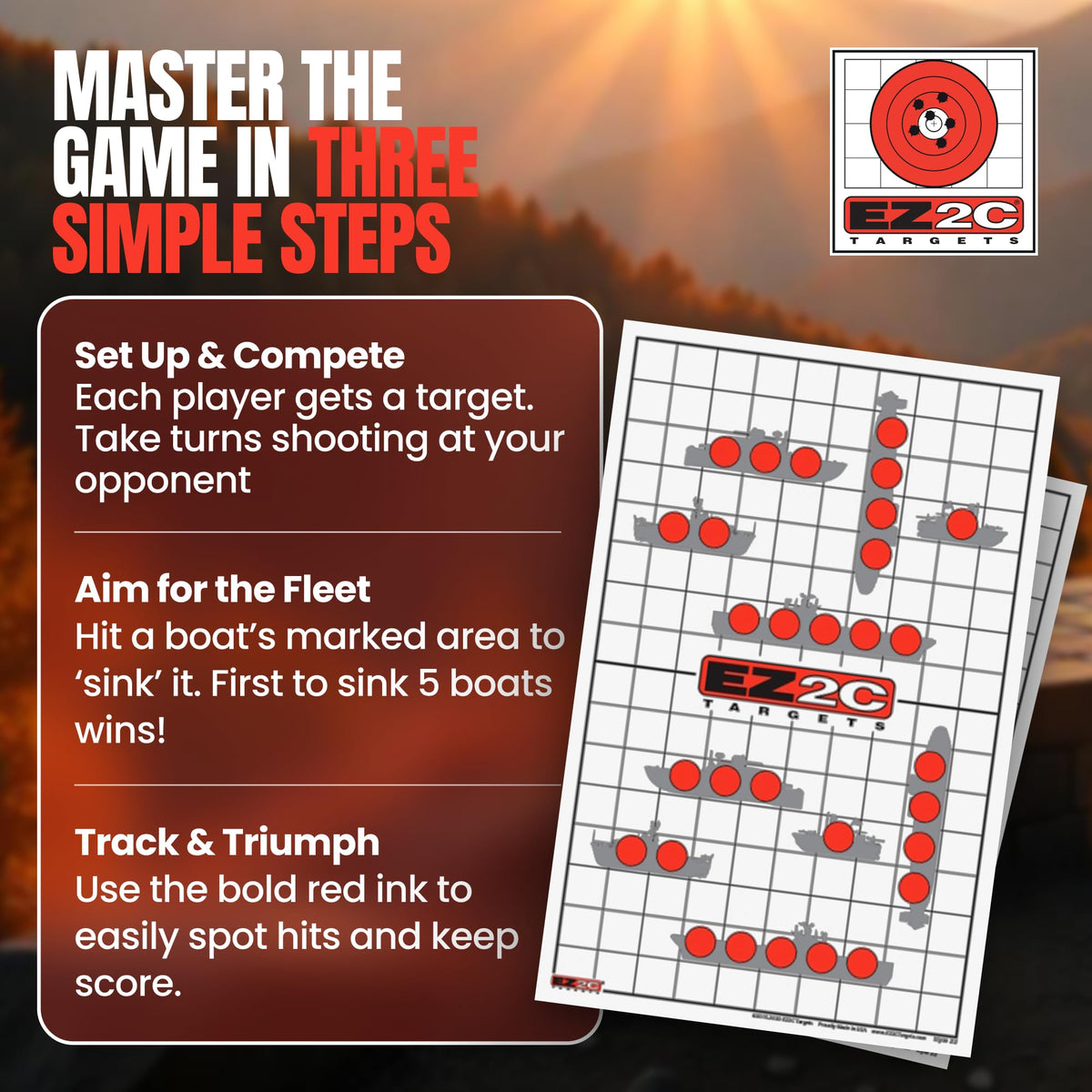 40 EZ2C Targets: Four Fun Game Styles Paper Targets 11"x17" USA MADE
