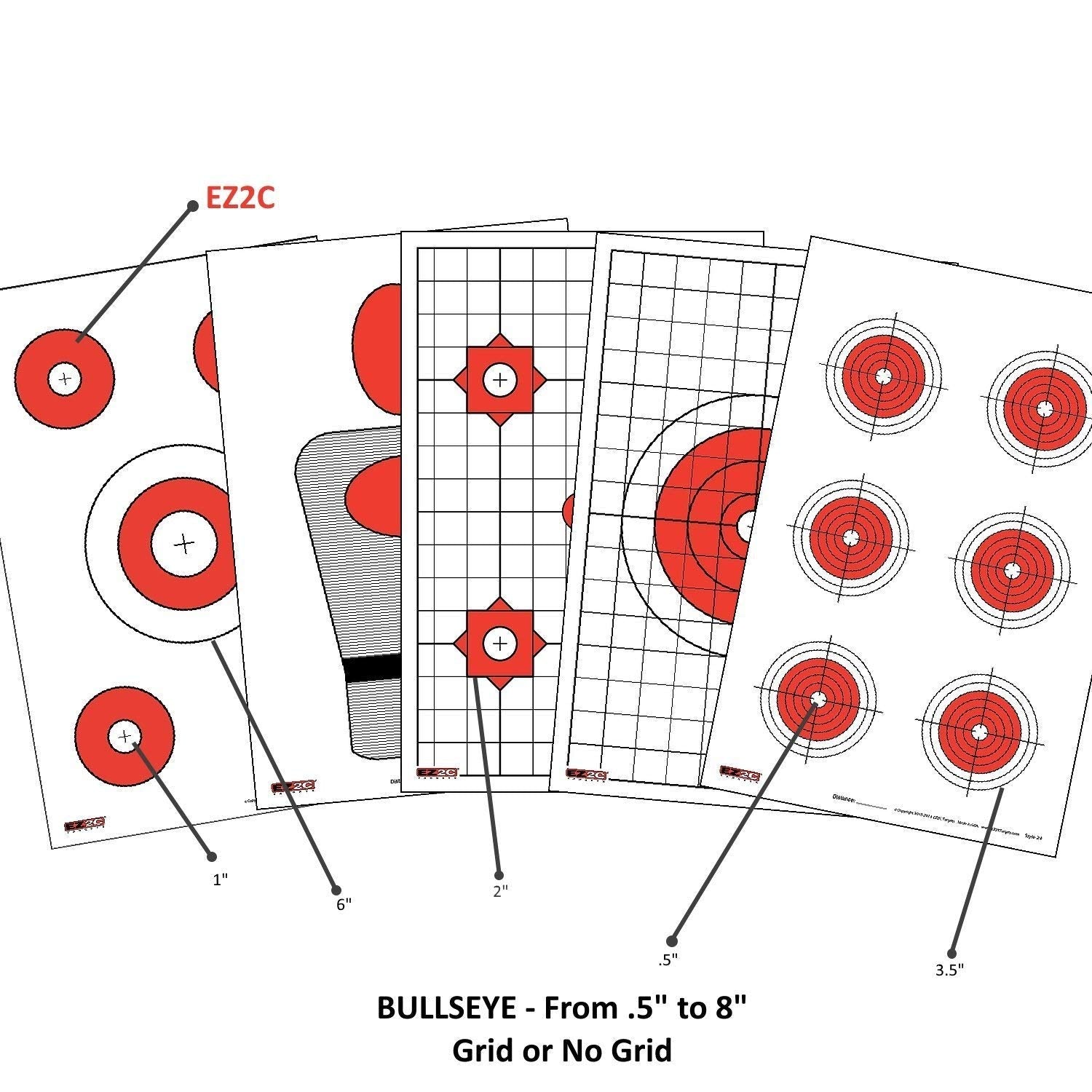 125 EZ2C Targets Tactical Favorites 5 Styles Paper Targets Bundle 11"x17" USA Made