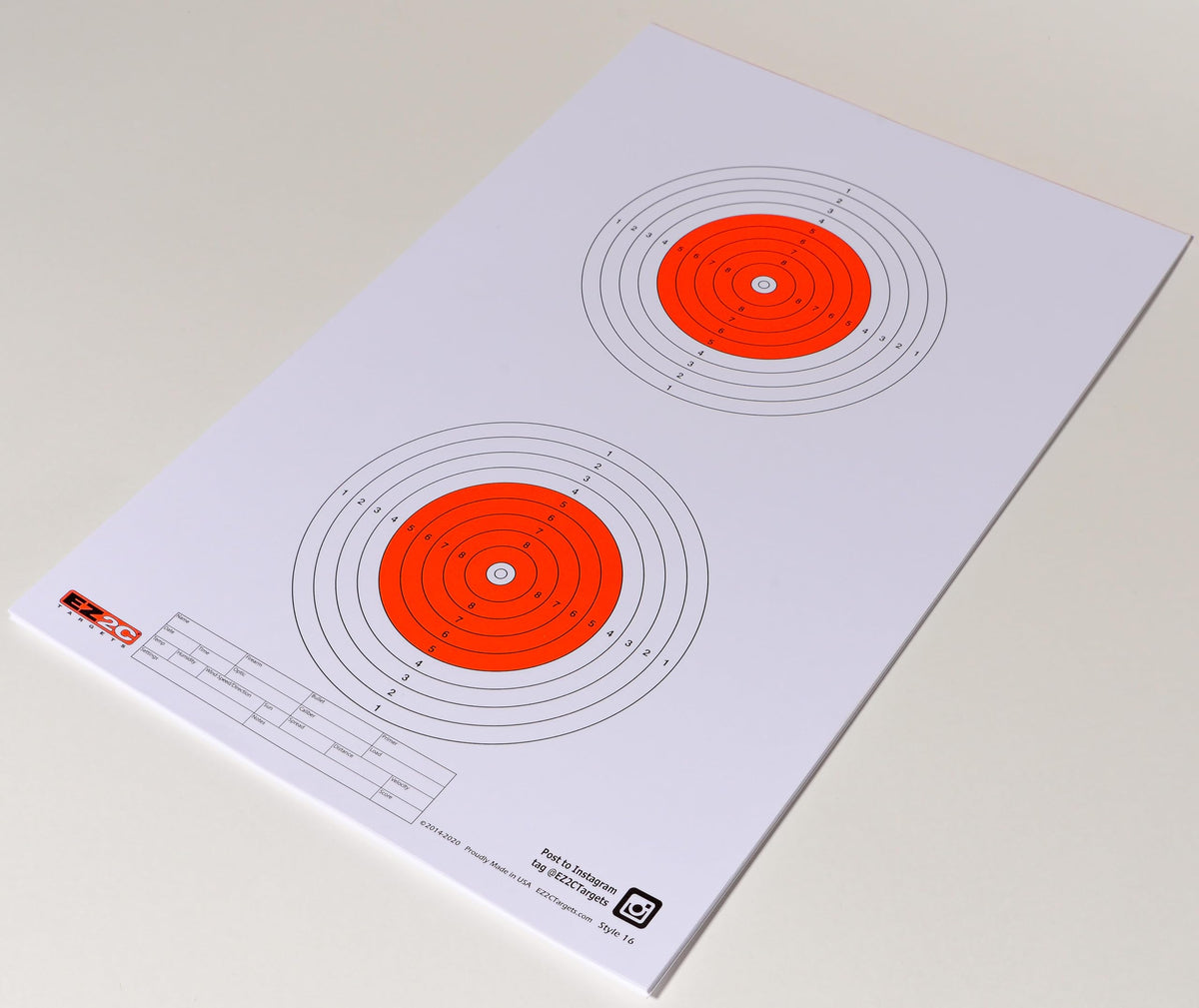 25 EZ2C Targets #16: 50-Meter Air Gun Shooting Paper Target 11"x17" (25 Count) USA MADE