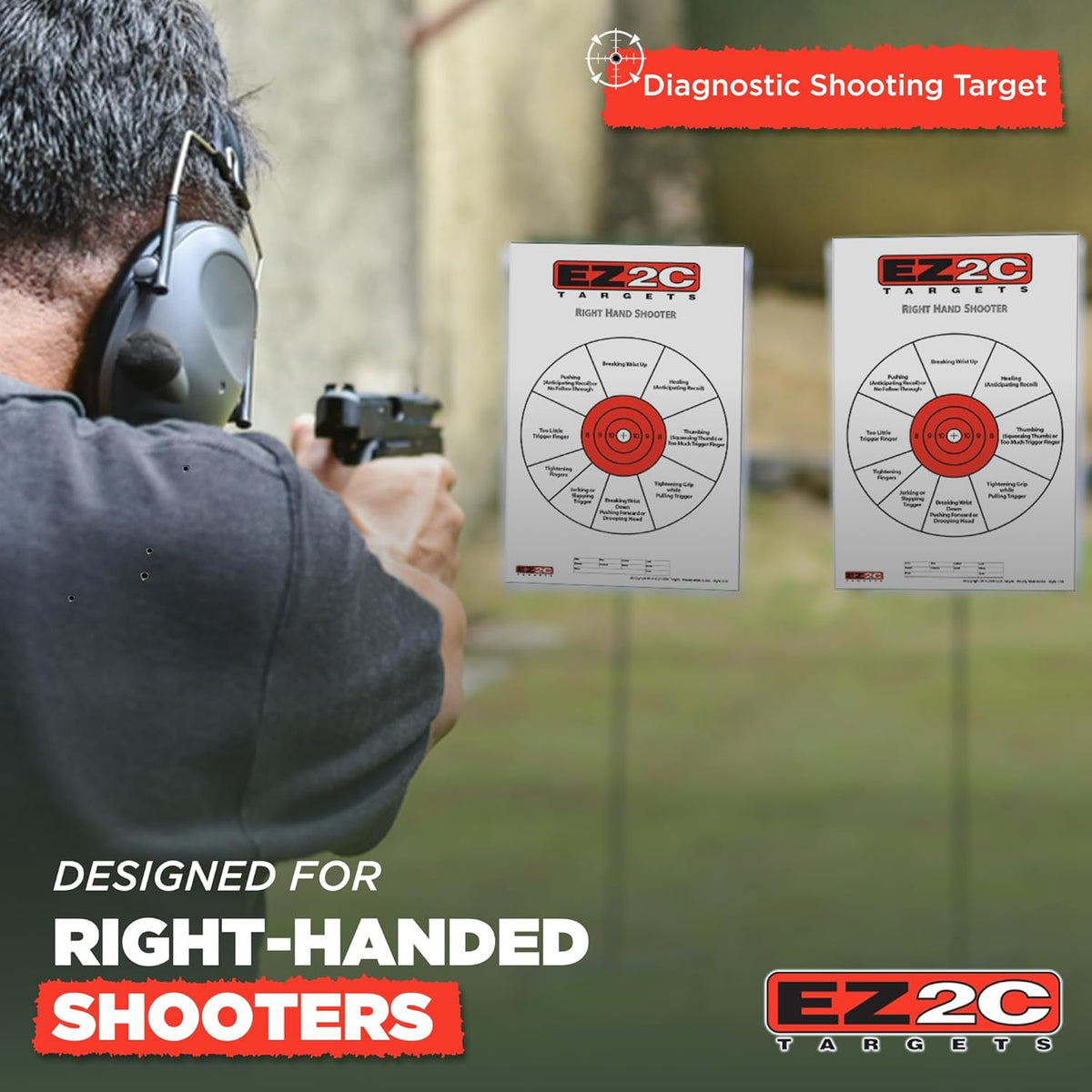 EZ2C Right Hand/Left Hand Diagnostic Training Paper Target 11”x17” USA MADE Style 11