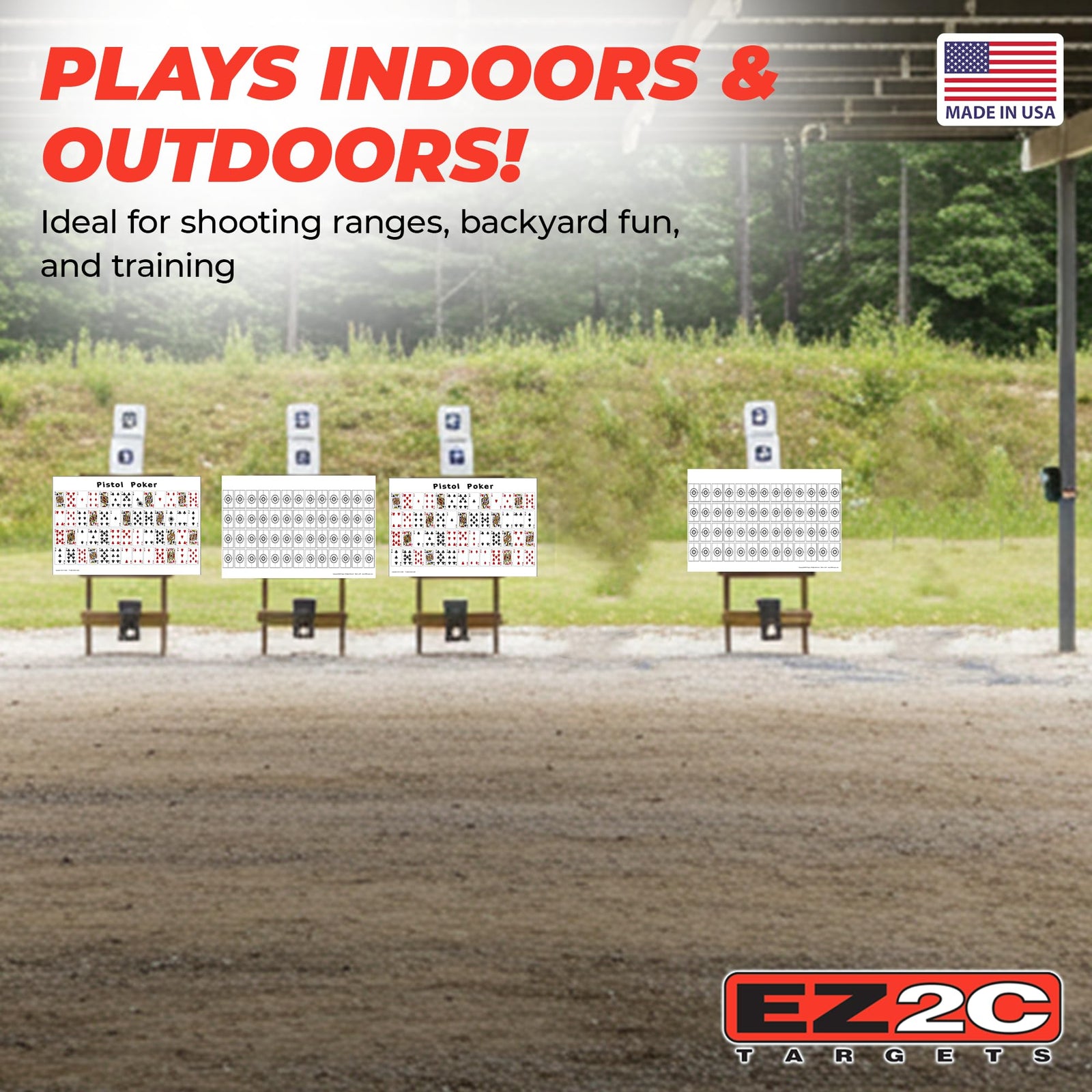 20 EZ2C Pistol Poker Paper Shooting Targets 12"x18" 20 pack USA MADE