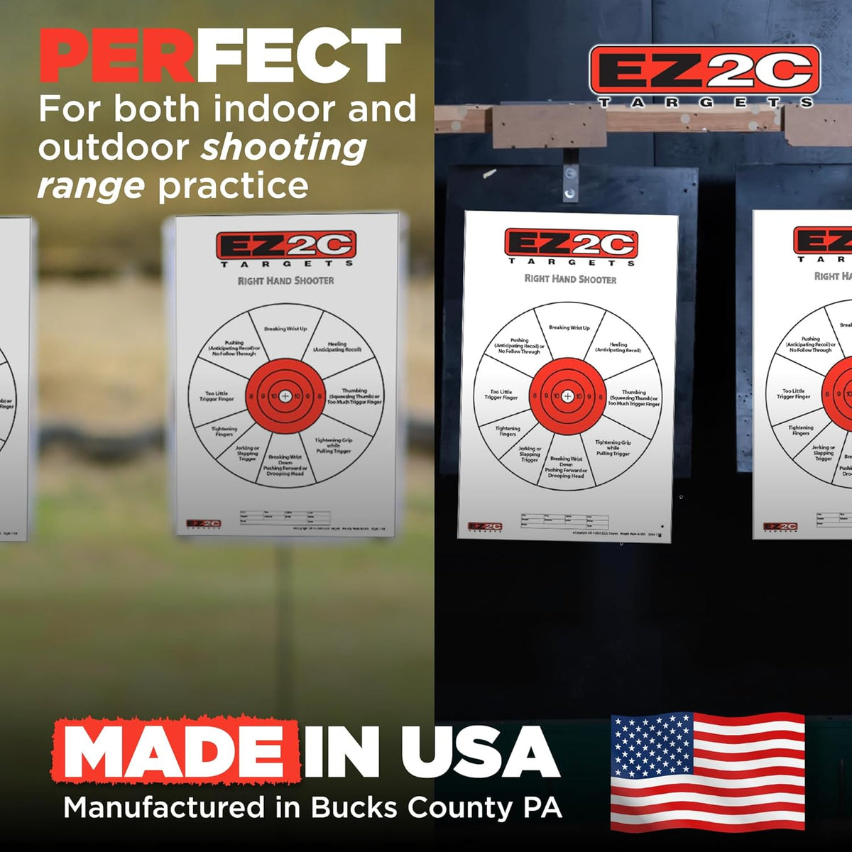 EZ2C Right Hand/Left Hand Diagnostic Training Paper Target 11”x17” USA MADE Style 11