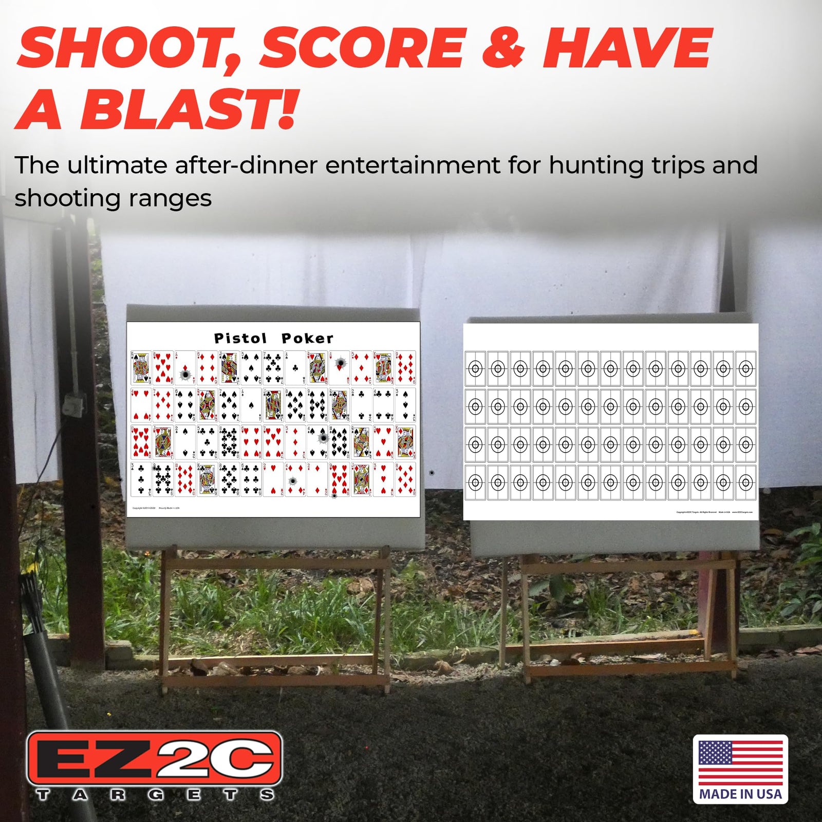 20 EZ2C Pistol Poker Paper Shooting Targets 12"x18" 20 pack USA MADE