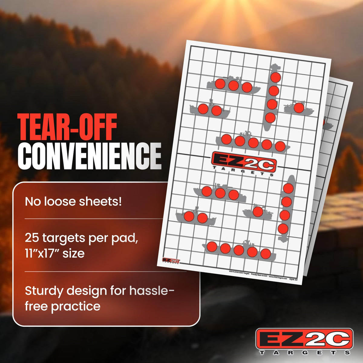 EZ2C Four Fun Game Styles: Paper Targets Shooting Range 11"x17" USA MADE