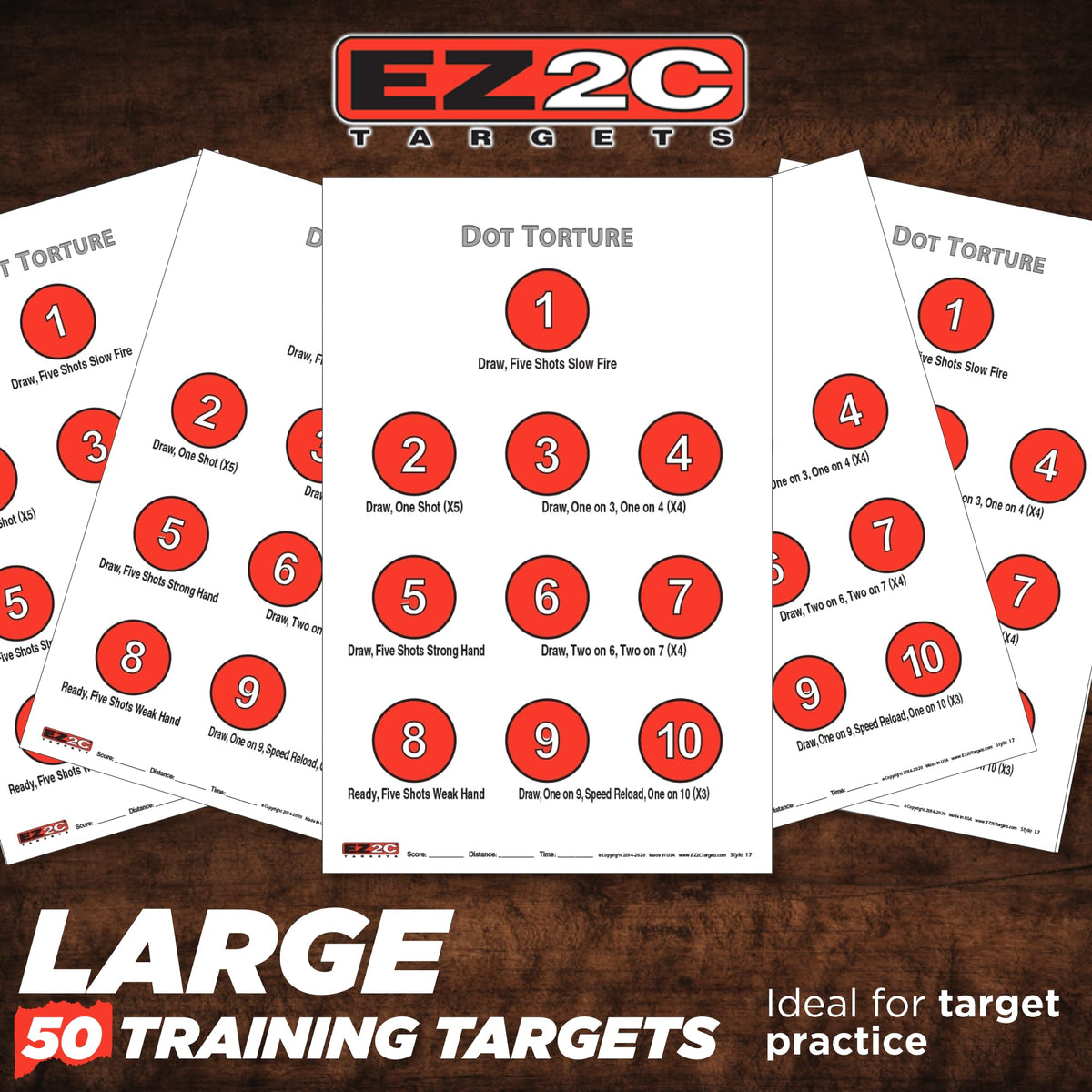 EZ2C Targets #17: Dot Torture Drill 11"x17" Paper Shooting Target USA MADE