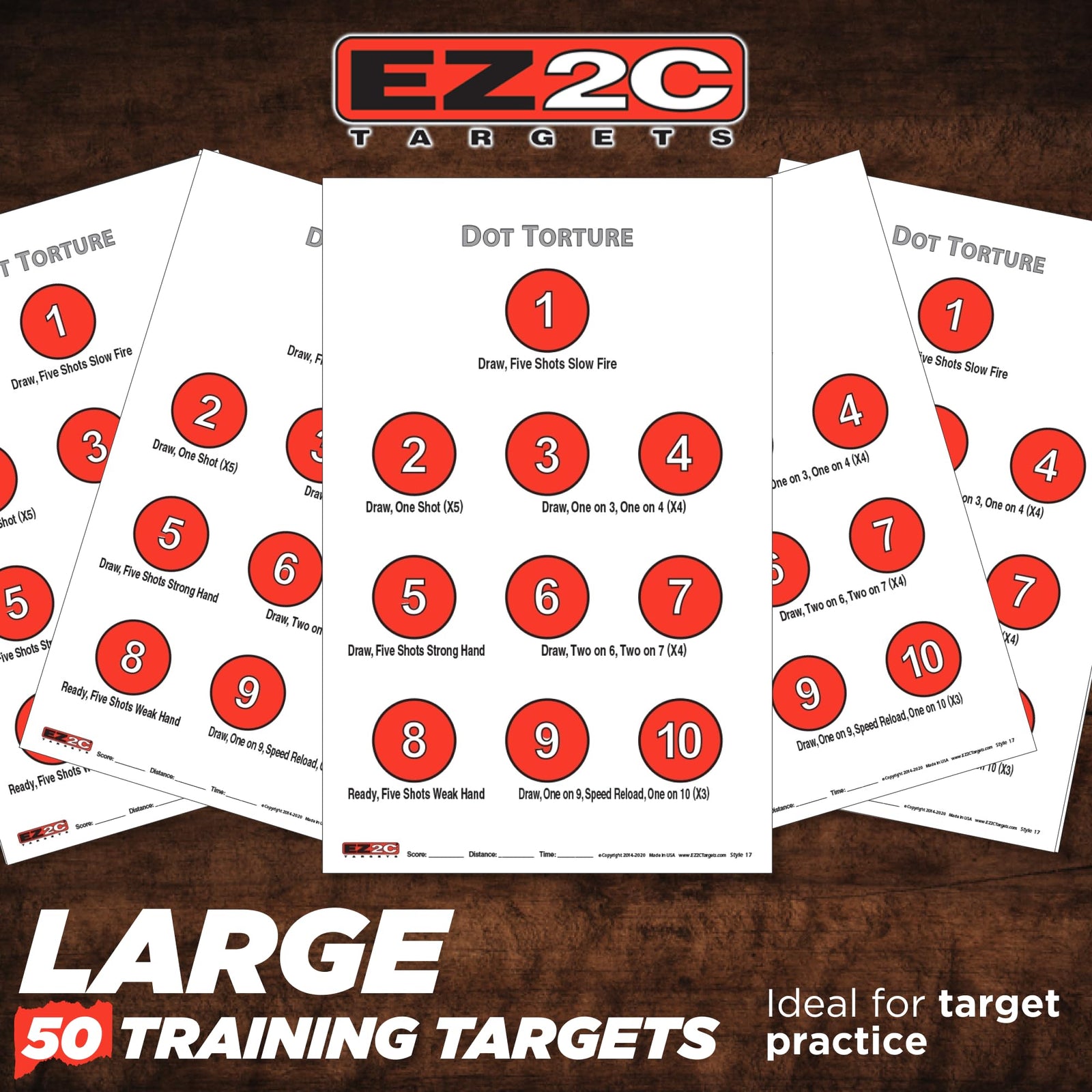 EZ2C Targets #17: Dot Torture Drill 11"x17" Paper Shooting Target USA MADE