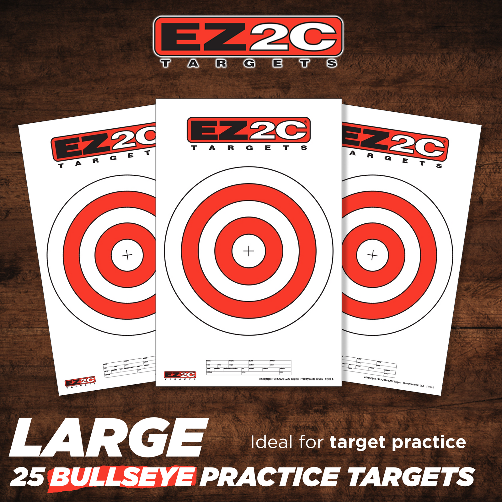 EZ2C Targets #6: 10" Bullseye Paper Shooting Target 11"x17" USA MADE