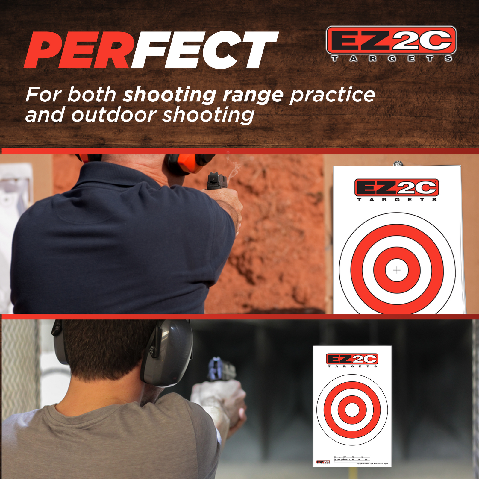 EZ2C Targets #6: 10" Bullseye Paper Shooting Target 11"x17" USA MADE