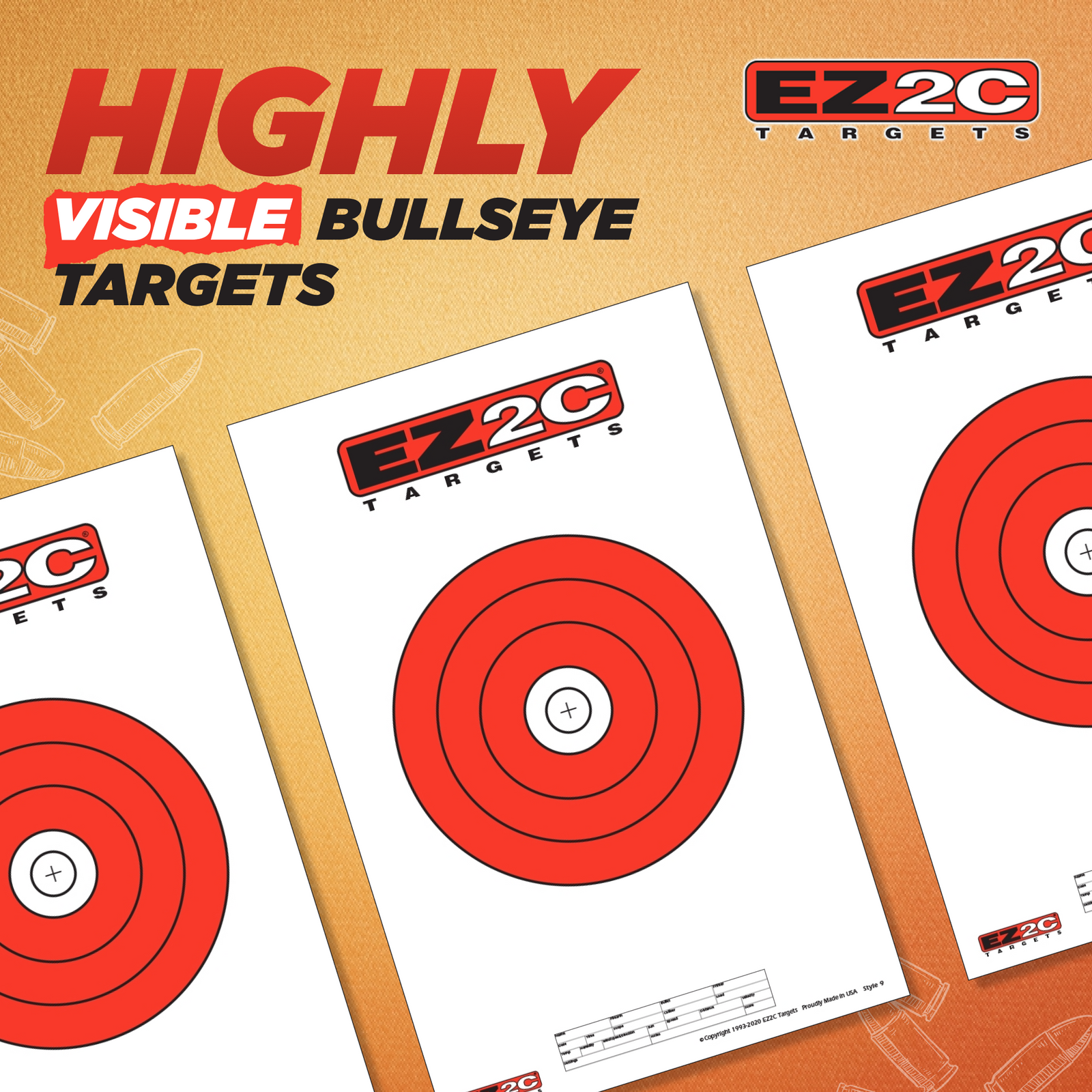 EZ2C Targets #9: 8" Bullseye Paper Shooting Target 11"x17" USA MADE Hi-Visibility