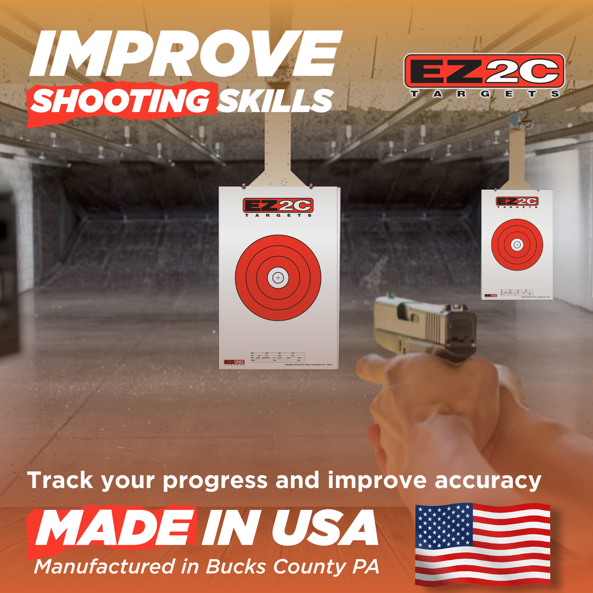 EZ2C Targets #9: 8" Bullseye Paper Shooting Target 11"x17" USA MADE Hi-Visibility