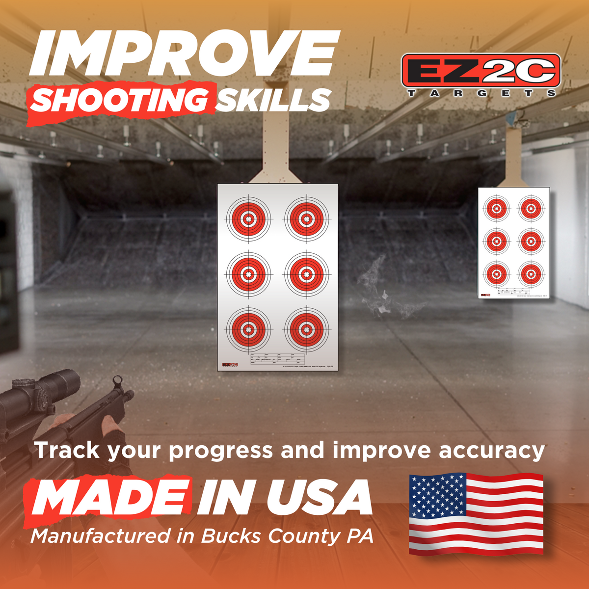 200 EZ2C Targets 8 Rifle Styles Package Paper Shooting Targets for Range 11”x17” USA MADE