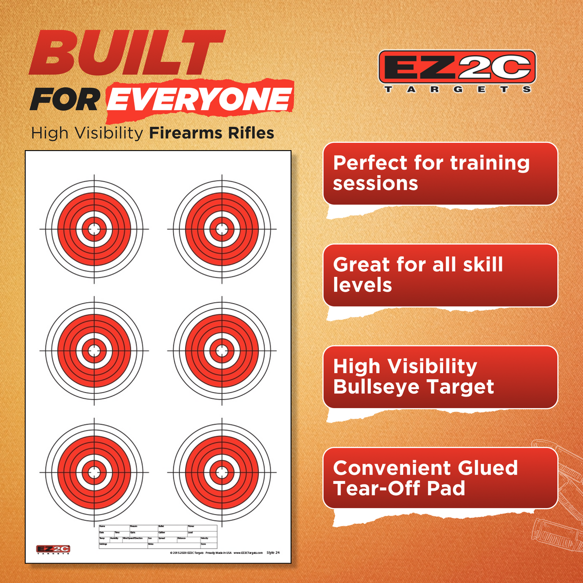 200 EZ2C Targets 8 Rifle Styles Package Paper Shooting Targets for Range 11”x17” USA MADE