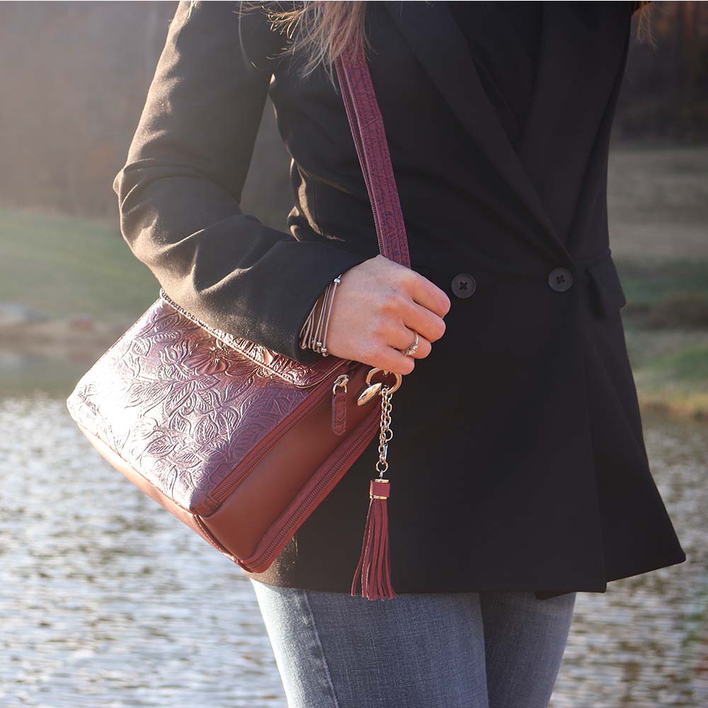 Tooled Cowhide Concealed-Carry Purse