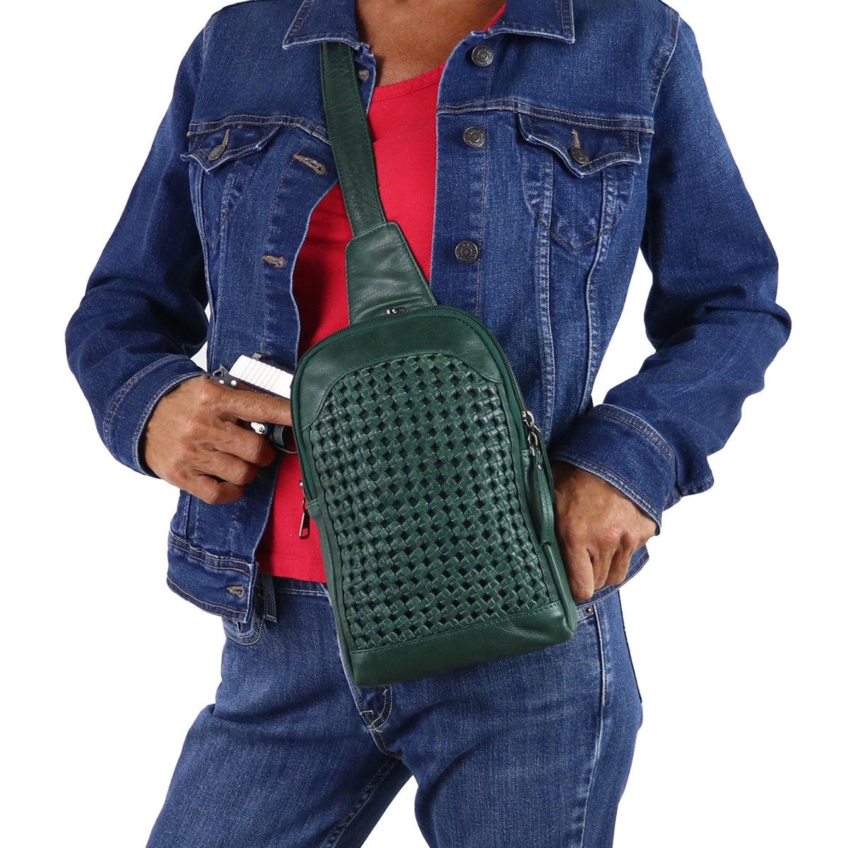 bristol small leather backpack blue Bristol Concealed-Carry Sling Bag | Gun Goddess