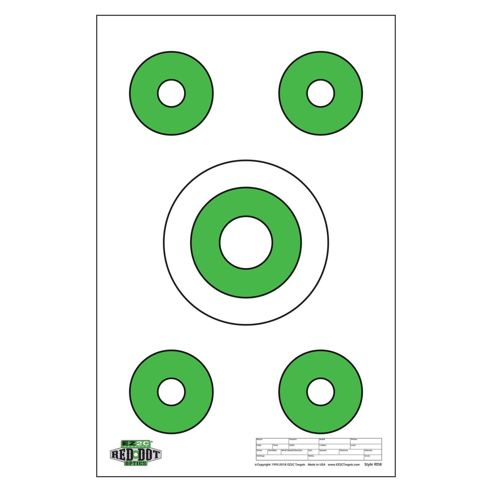 25 EZ2C Targets RD8 Paper Targets 11"x17" (Pad of 25) USA Made for range