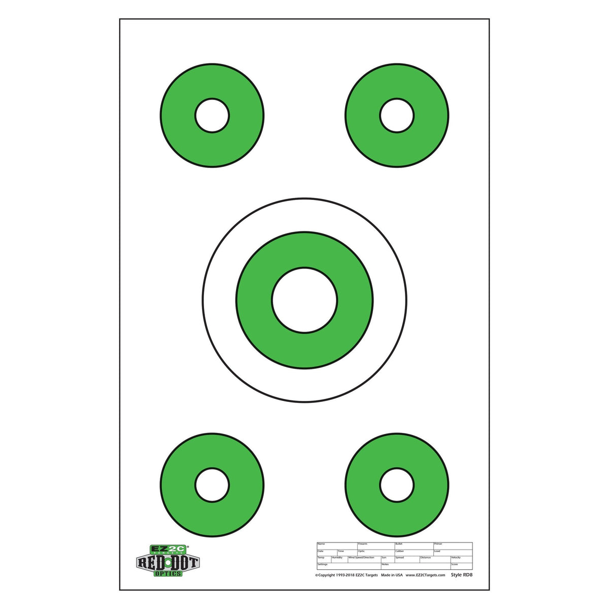 25 EZ2C Targets RD8 Paper Targets 11"x17" (Pad of 25) USA Made for range