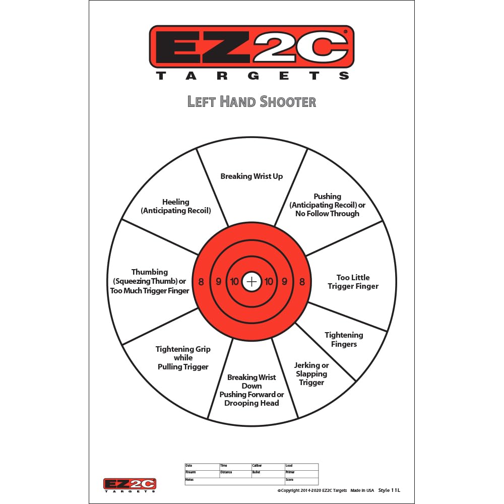 EZ2C Right Hand/Left Hand Diagnostic Training Paper Target 11”x17” USA MADE Style 11