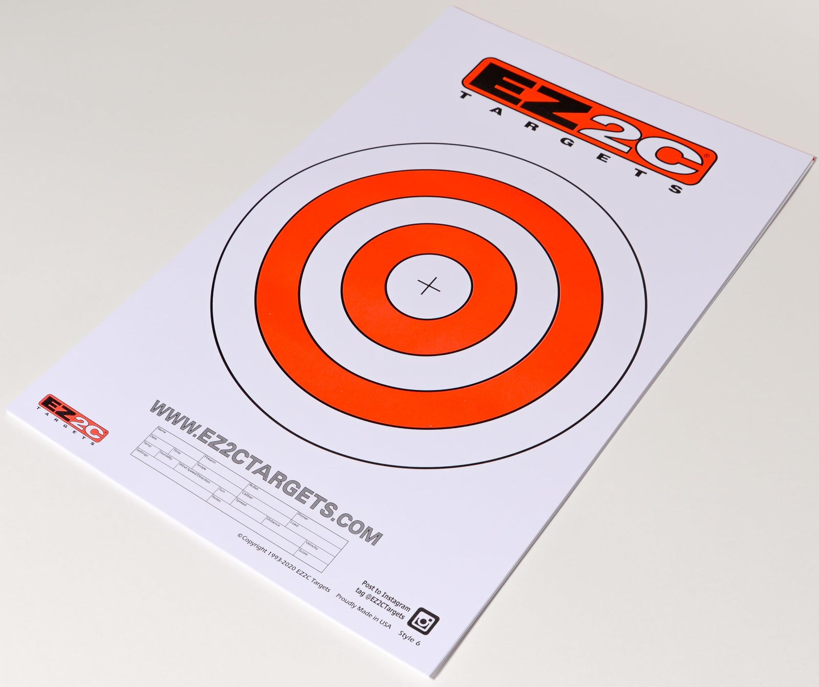 EZ2C Targets #6: 10" Bullseye Paper Shooting Target 11"x17" USA MADE