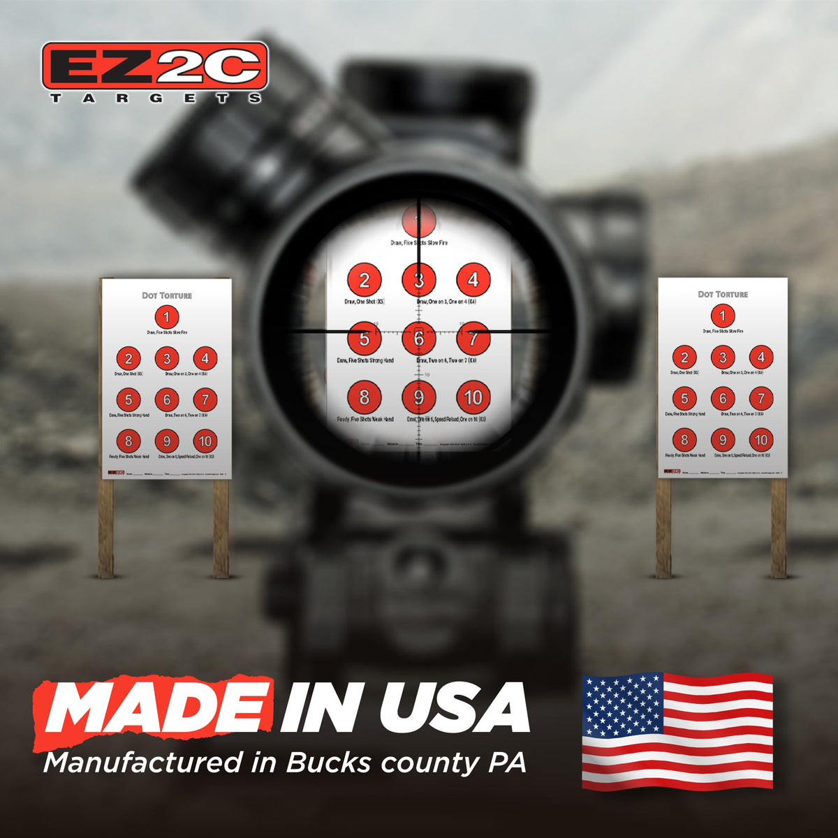 EZ2C Targets #17: Dot Torture Drill 11"x17" Paper Shooting Target USA MADE