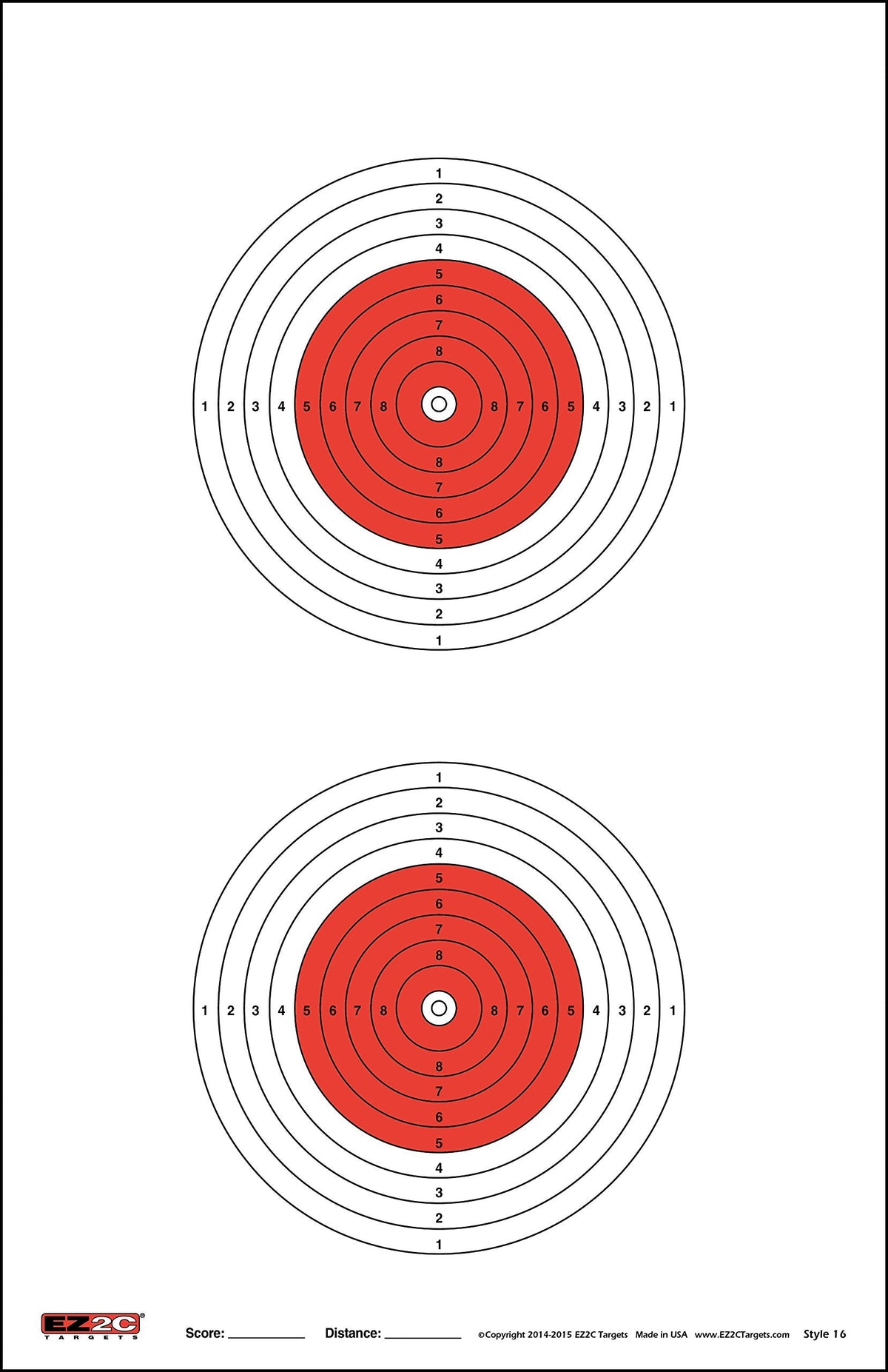 25 EZ2C Targets #16: 50-Meter Air Gun Shooting Paper Target 11"x17" (25 Count) USA MADE