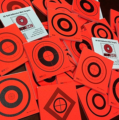 100 EZ2C Mini Shooting Targets, Bright Fluorescent Self-Adhesive 3.5" x 3.5" USA MADE (Pack of 100)