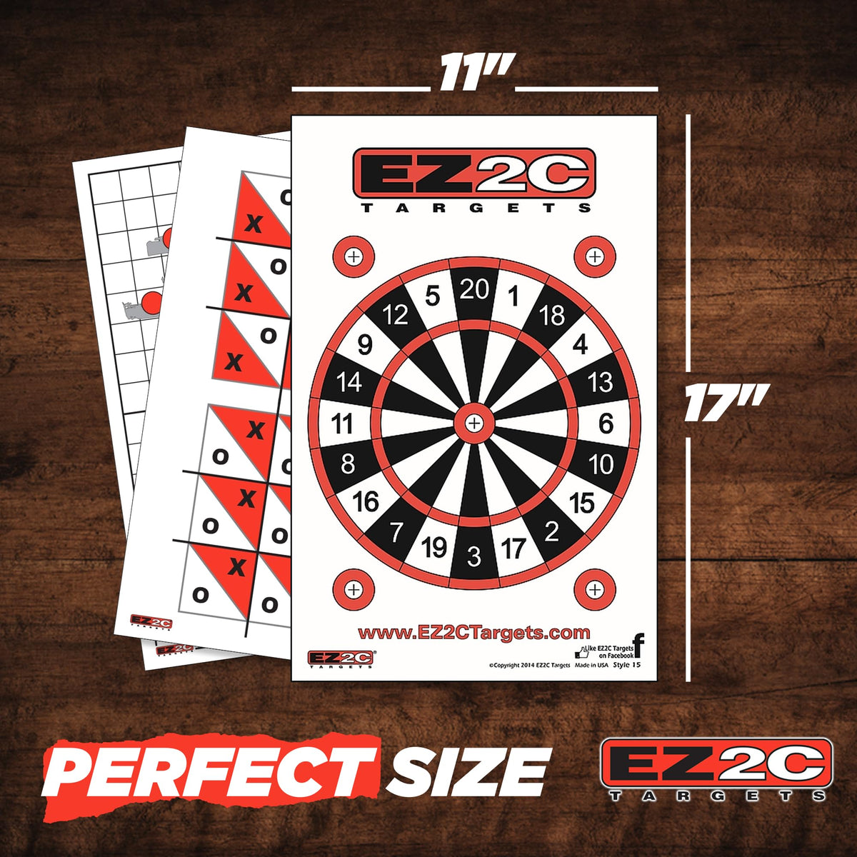 EZ2C Four Fun Game Styles: Paper Targets Shooting Range 11"x17" USA MADE