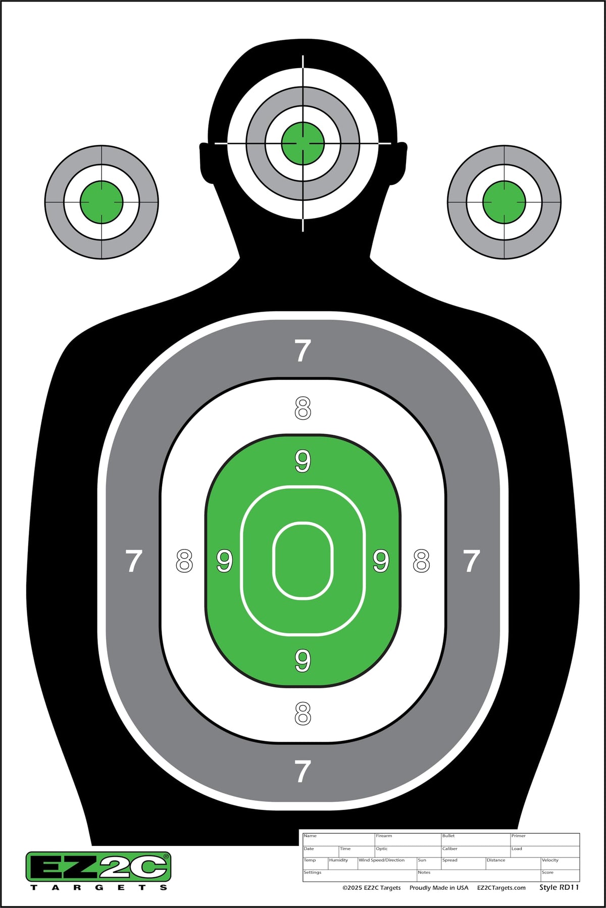 50 EZ2C RD11 12"x18" Silhouette Shooting Target, Premium Paper Targets Pad of 50