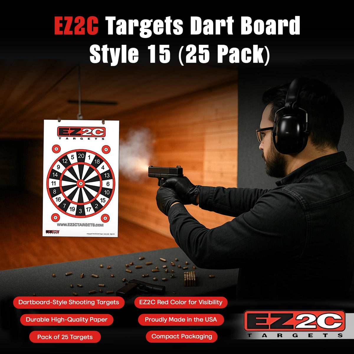 EZ2C Targets #15: Dartboard Paper Shooting Target 11"x17" USA Made