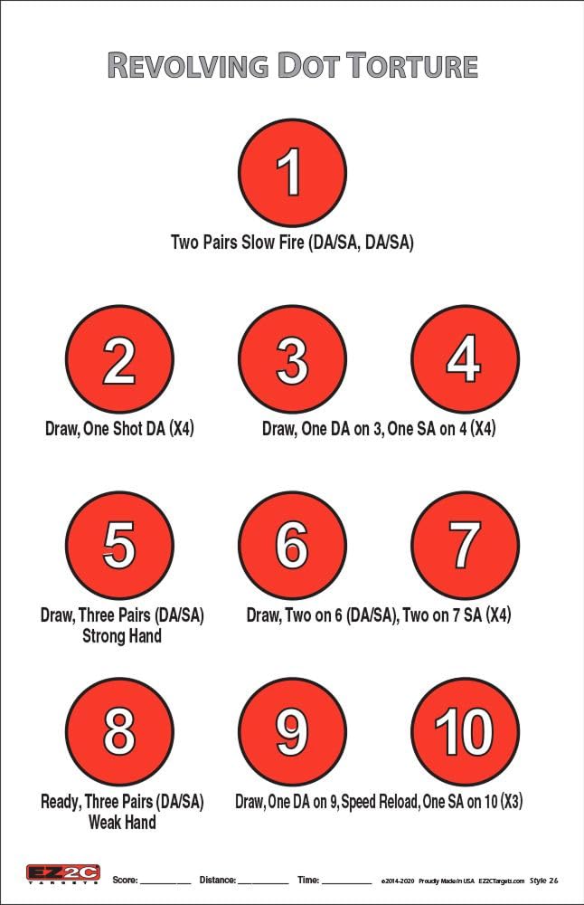 EZ2C Targets #26: Revolving Dot Torture 11"x17" Paper Targets for Shooting USA MADE