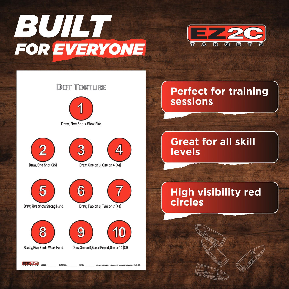 EZ2C Targets #17: Dot Torture Drill 11"x17" Paper Shooting Target USA MADE