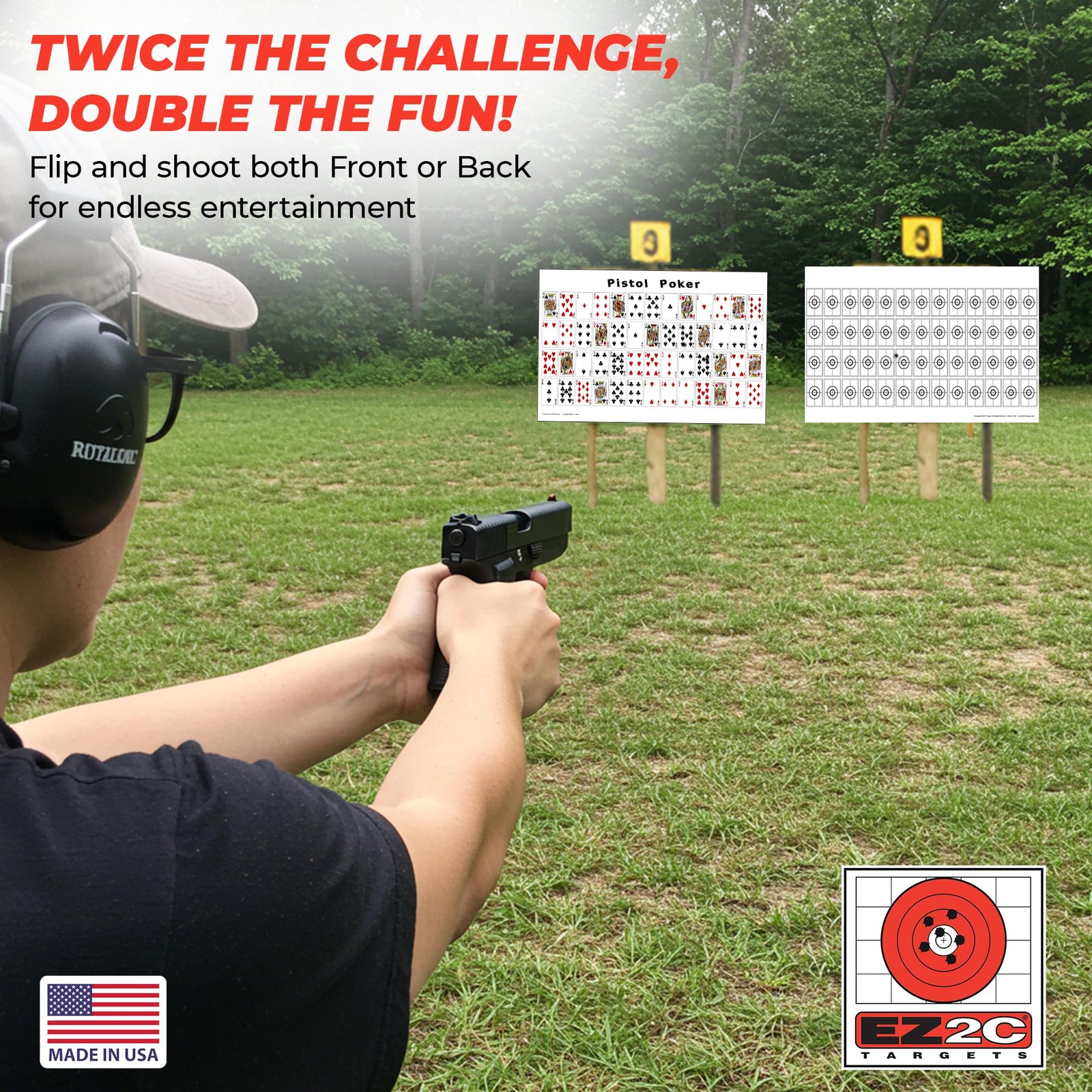 20 EZ2C Pistol Poker Paper Shooting Targets 12"x18" 20 pack USA MADE
