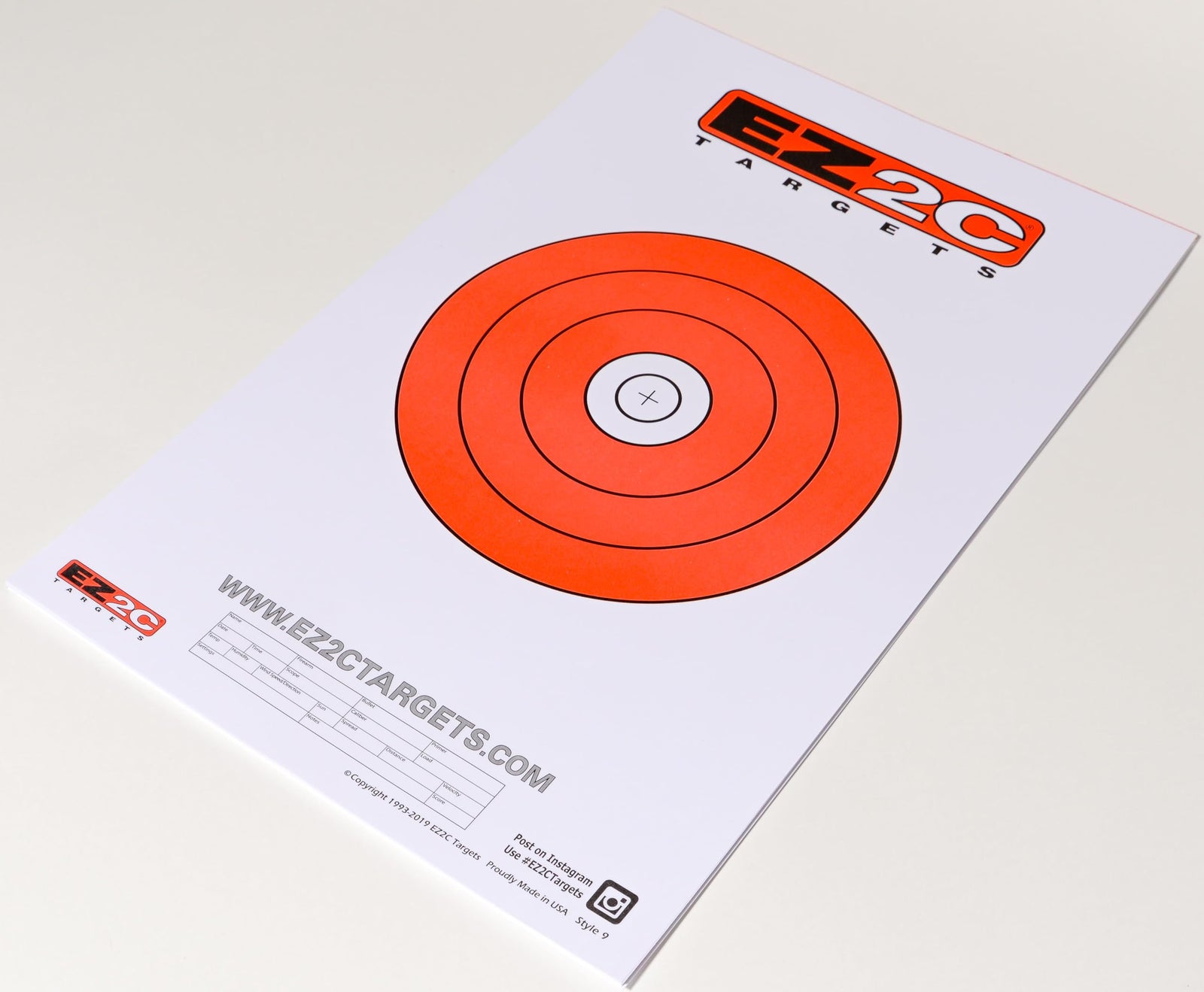EZ2C Targets #9: 8" Bullseye Paper Shooting Target 11"x17" USA MADE Hi-Visibility