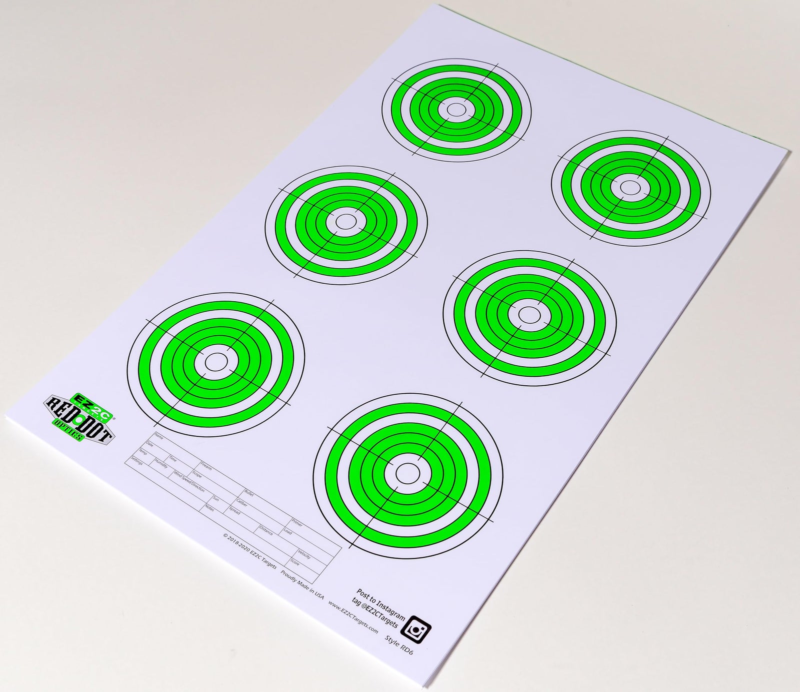 EZ2C Targets RD6: Six 4” Bullseyes Paper Shooting Target 11"x17" USA MADE