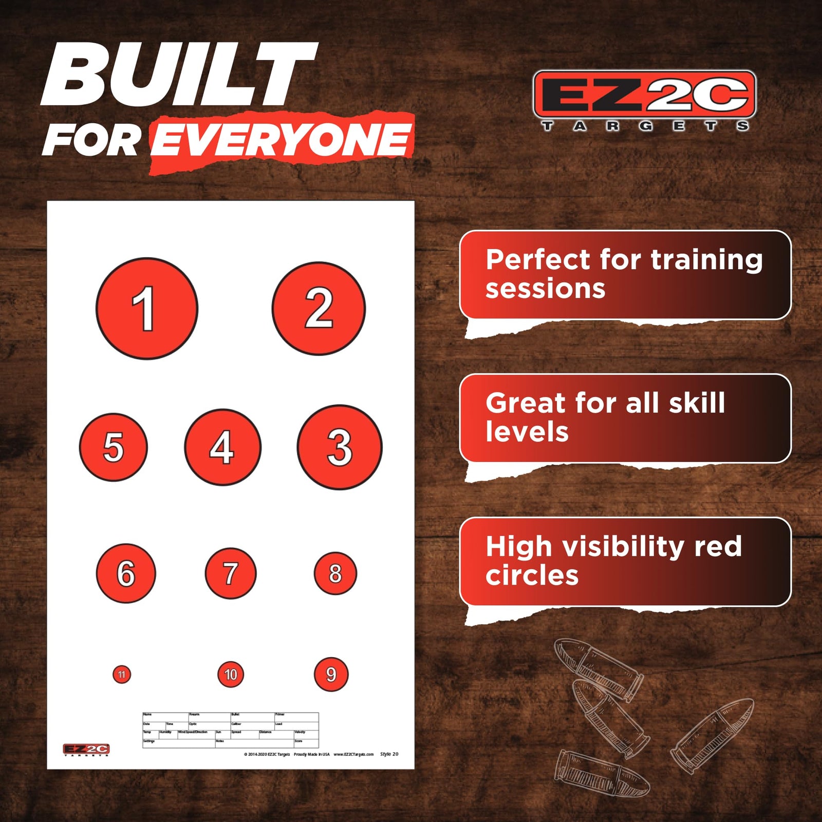 EZ2C Four Fun Game Styles: Paper Targets Shooting Range 11"x17" USA MADE