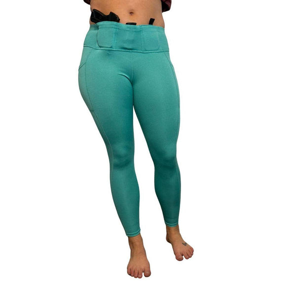 Defender Concealed Carry Leggings | Heathered Teal - GunGoddess.com