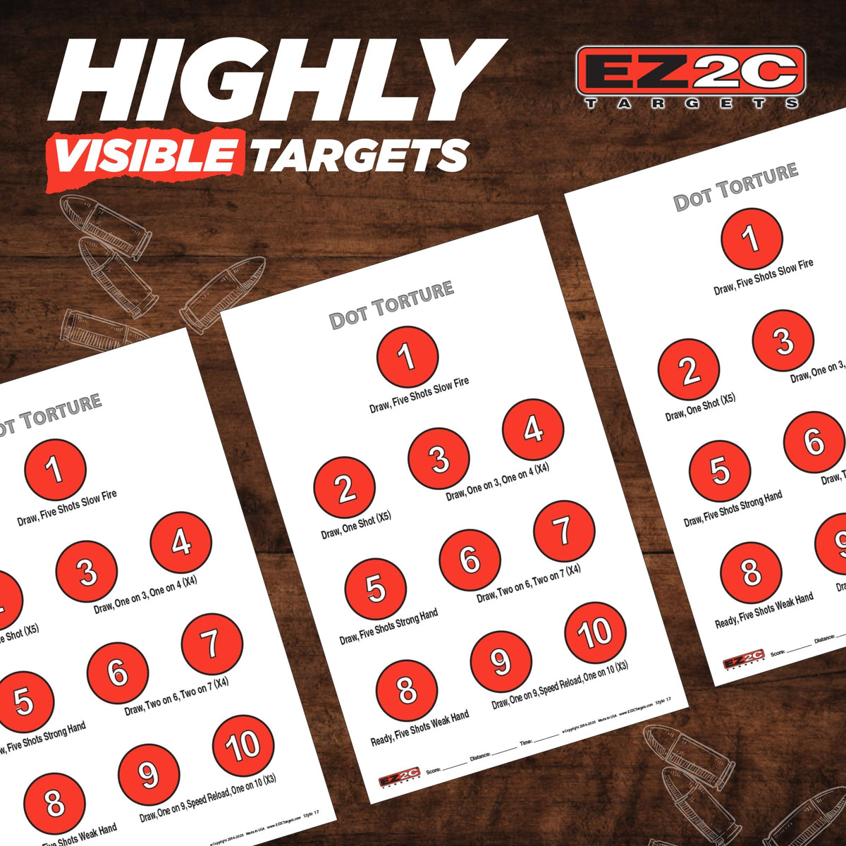 EZ2C Targets #17: Dot Torture Drill 11"x17" Paper Shooting Target USA MADE