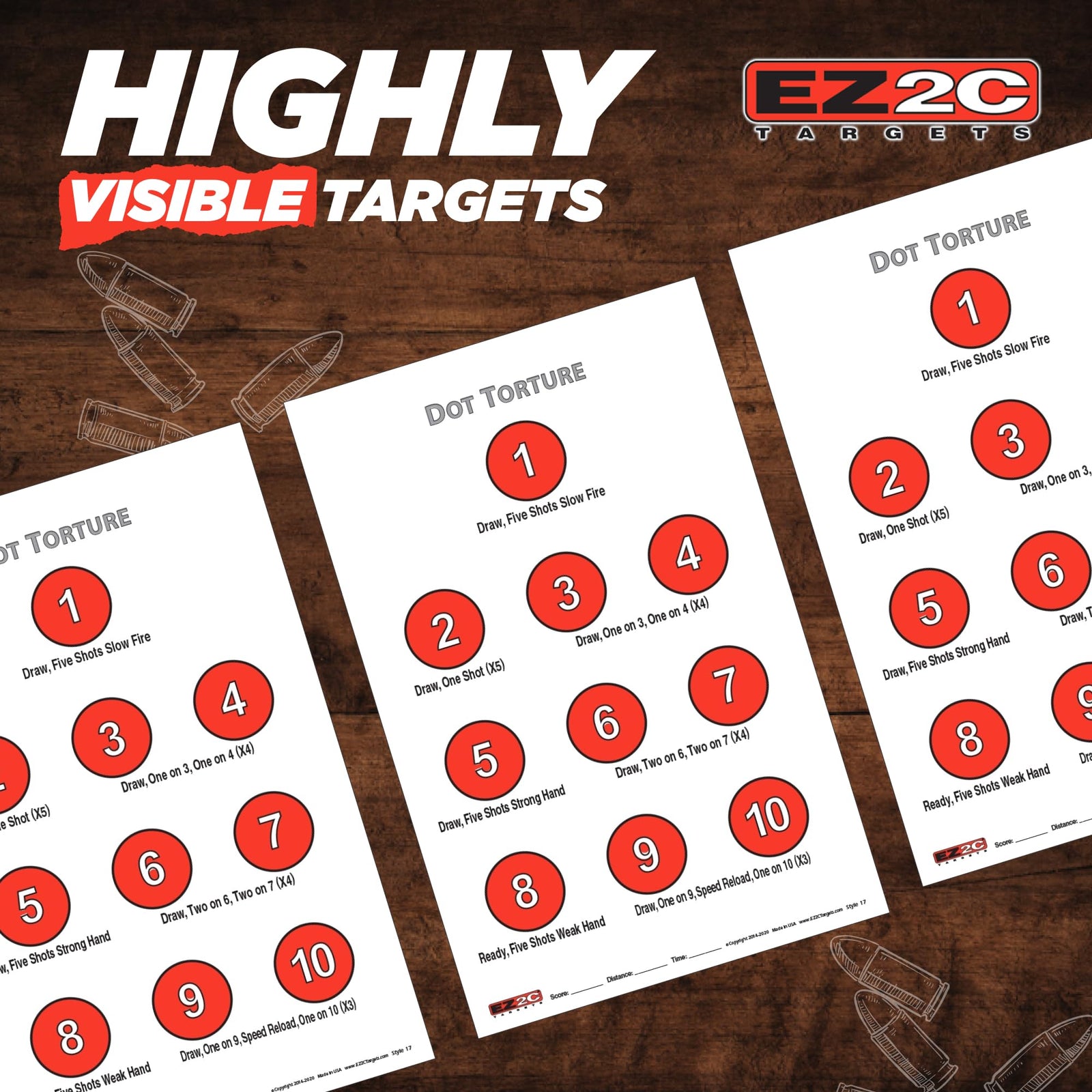 EZ2C Targets #17: Dot Torture Drill 11"x17" Paper Shooting Target USA MADE