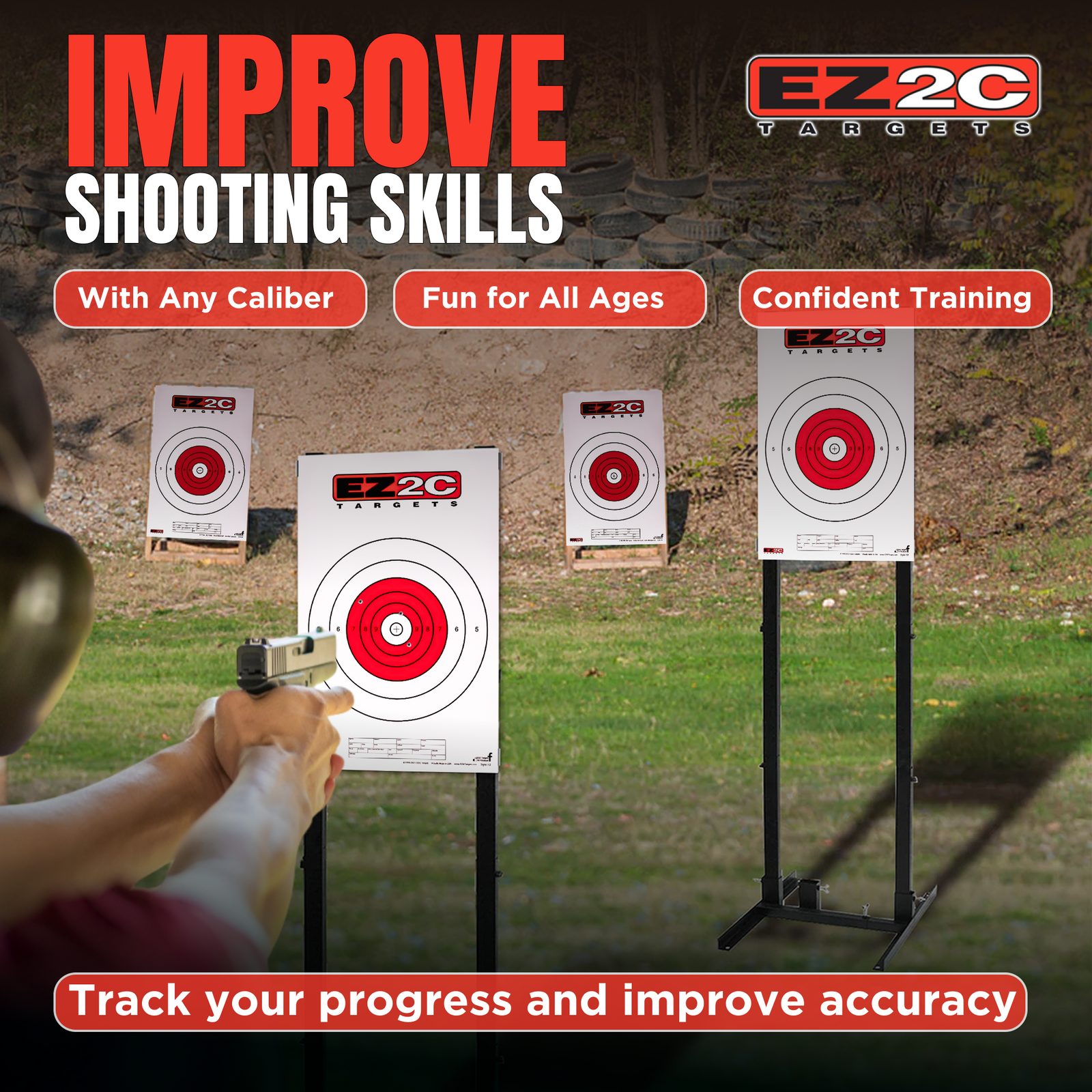 EZ2C Targets #12: Paper Shooting Targets for B16 11"x17" USA MADE