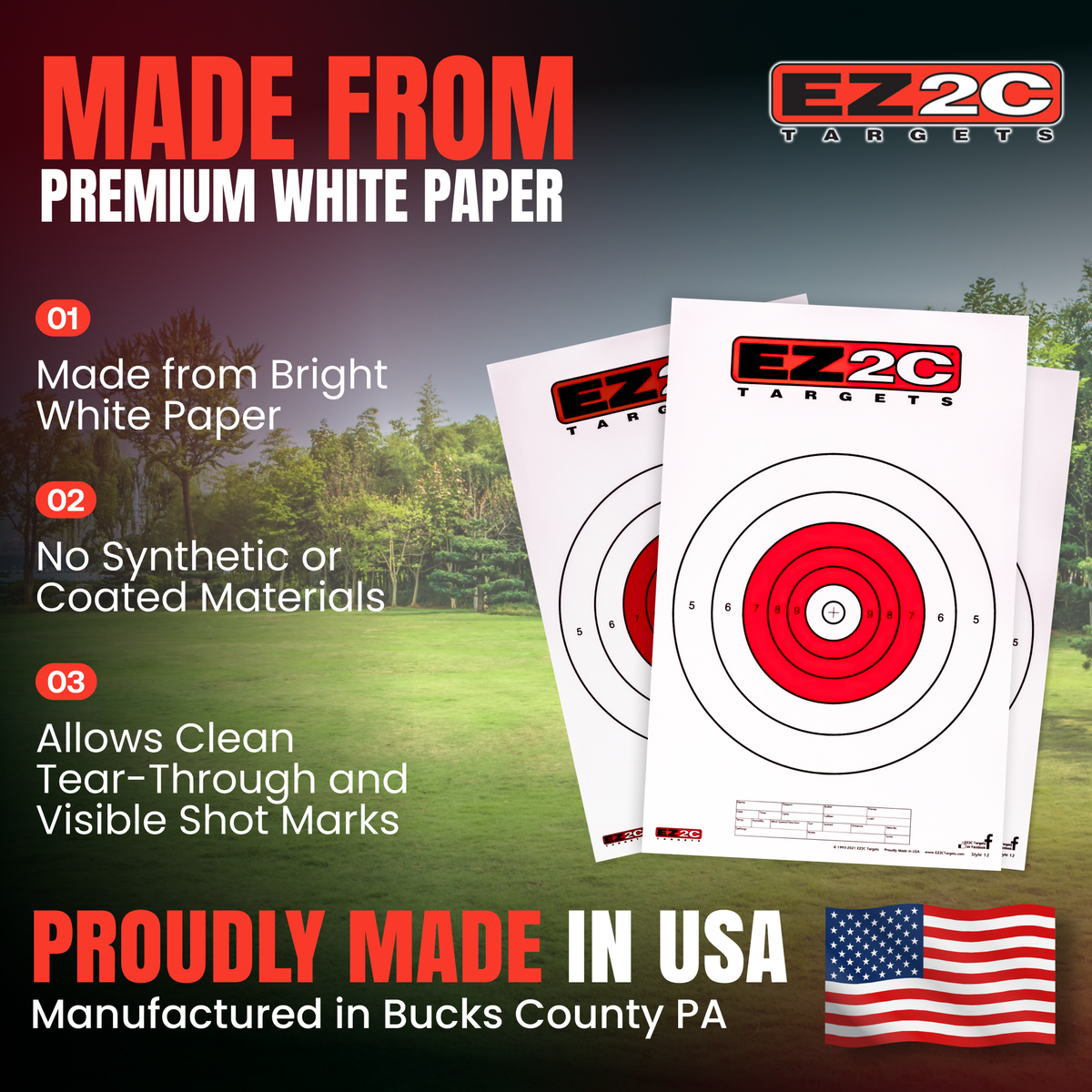 125 EZ2C Targets Instructors Favorites 5 Styles Paper Targets Bundle 11"x17" USA Made