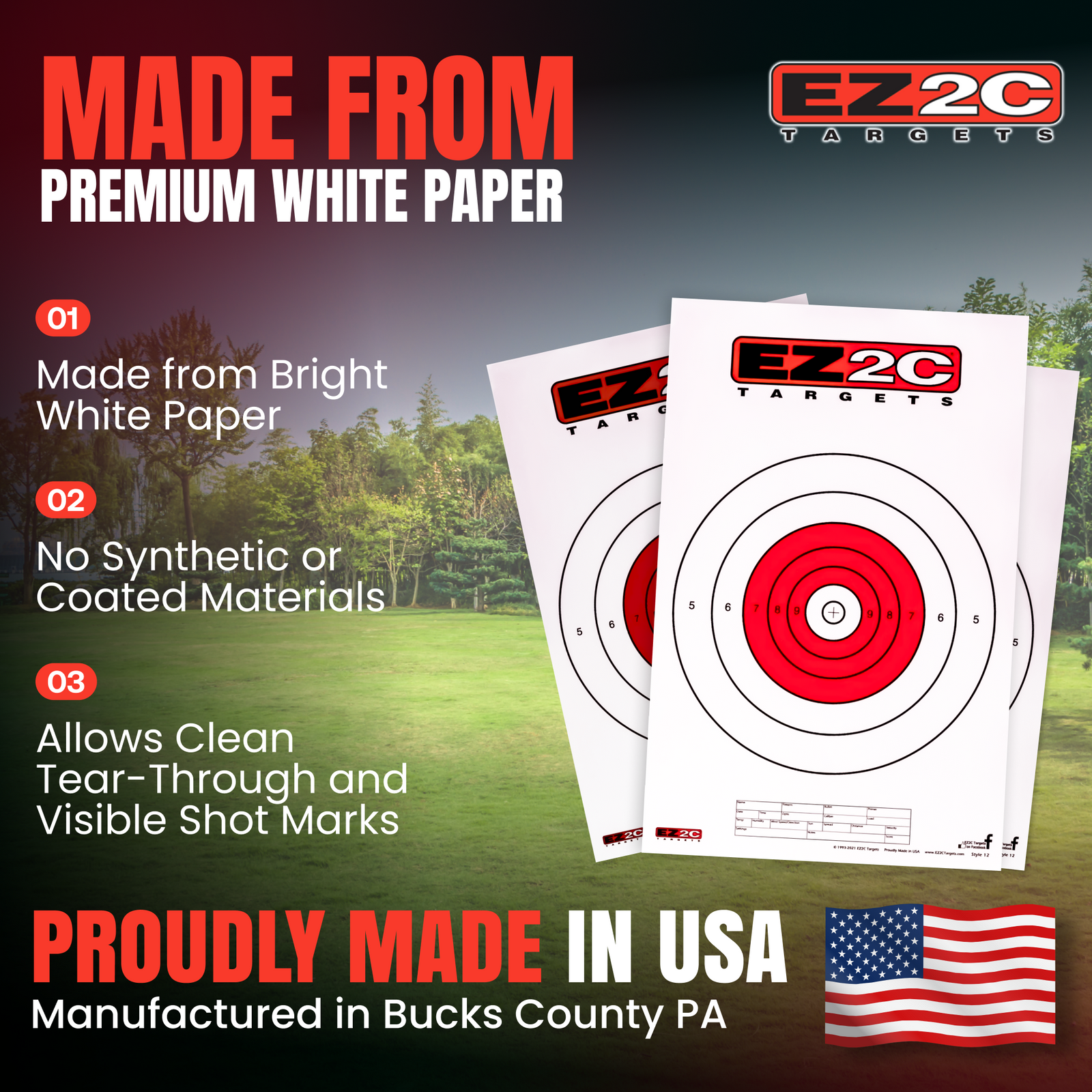200 EZ2C Targets 8 Rifle Styles Package Paper Shooting Targets for Range 11”x17” USA MADE